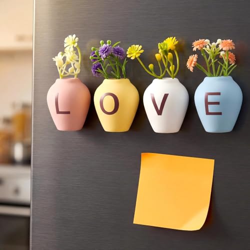 Set de 4 imanes mini jarrón decorativo para refrigerador miniatura 3