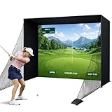 CAMINI Indoor Golf Simulator Enclosure 10×8 ft / 14×8.5 ft – Aluminum Frame, HD Impact Screen & Safety Nets for Home Golf Practice Studio