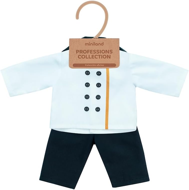 Miniland Baby Doll Clothes, Clothes for Dolls, Reborn Baby Doll Accessories, Roleplay and Profession Learning, Up to 15 inches Tall | Chef Outfit