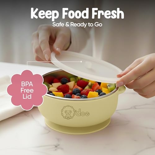 O'doe™ Suction Bowls for Baby - Non-Toxic Stainless Steel Baby Bowls 5" with Non-Slip Removable Silicone Shell - BPA-Free Toddler Bowls for Babies Self Feeding — view 8