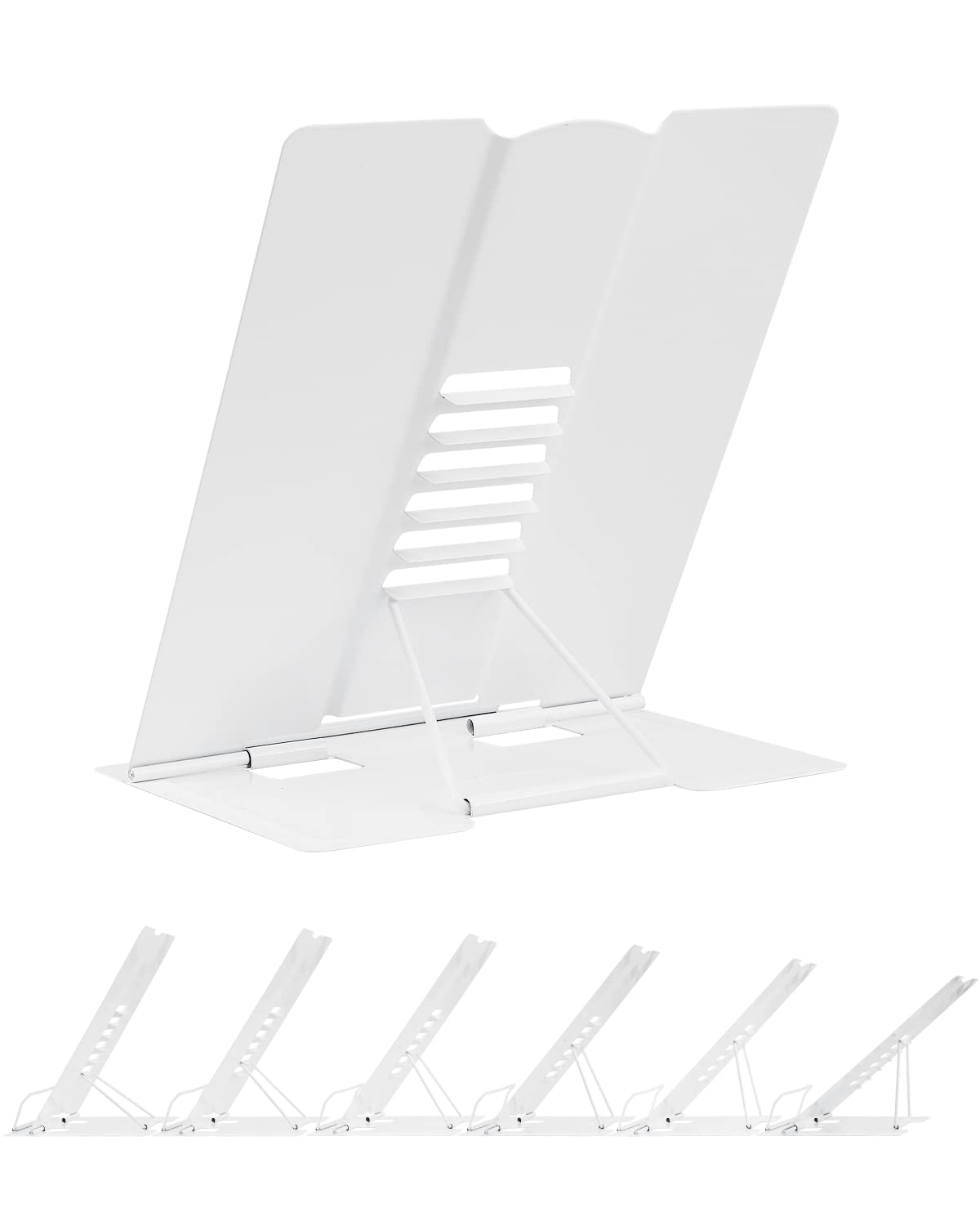 MSDADA Grande Multifunzione Leggio in Libri, Regolabile Supporti per Libri, 6 Altezze Regolabile Metallo Book Stand per Libri, cuochi, Ricette, iPad,Musicale,Tablet (Bianco)