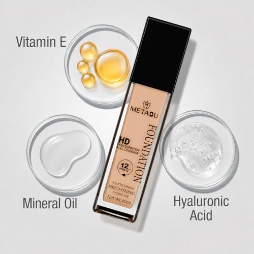 Image of HD Foundation Full Coverage | Long Lasting Waterproof Foundation with SPF 15 | Brightening & Moisturizing Formula | Suitable for all Skin Types - 01 - Bliss
