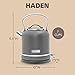 Haden Chelsea 1.7-Liter Stainless Steel Electric Kettle, Hot Water Kettle with 360-Degree Base and Auto Shutoff, Grey & Chrome