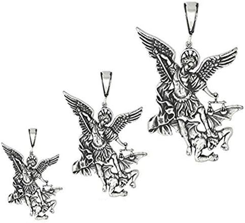 Medalla colgante de San Miguel San Miguel San Miguel con colgante de plata de ley 925, diseño oxidado.