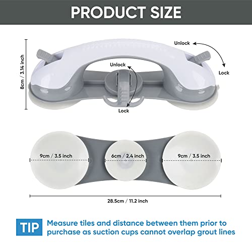 3 Suction Cup Grab Bars For Bathtubs And Showers, Shower Handles For Elderly Suction, Bathroom Accessories For Shower Chair, Grab Bars For Elderly For Wall, Handicap Grab Bars For Senior (2Pack) #TOP3