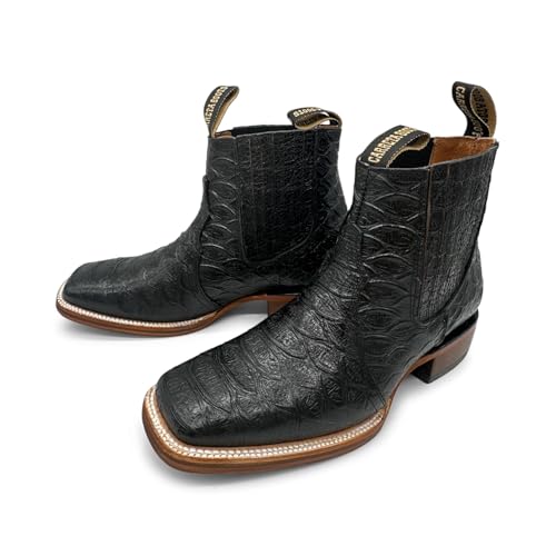 Mens Leather Short Ankle Embossed Python Print Cowboy Boot4