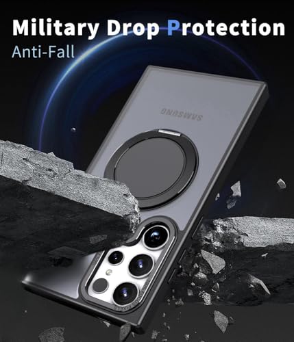 MUGCOFF 360 Rotatable Magnetic Stand for Samsung Galaxy S23 Ultra Case with Ring Kickstand, Compatible with Magsafe,Military Grade Shockproof Translucent Protective Case - 6.8 inch,Black - image 5