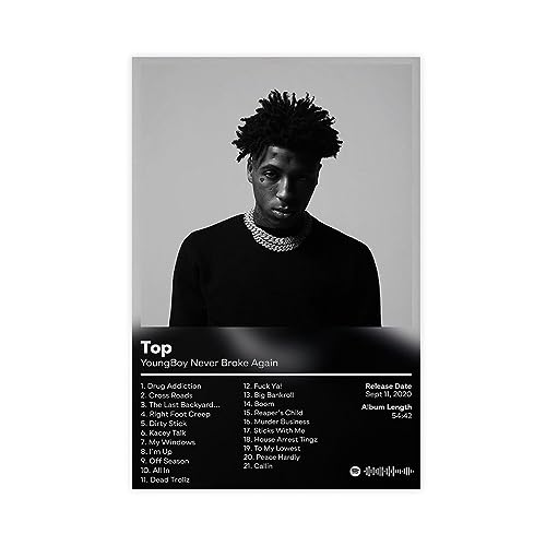 NBA YoungBoy - Top- Music Album Poster Canvas Poster Bedroom Decor Sports Landscape Office Room Decor Gift Unframe-style 16x24inch(40x60cm)