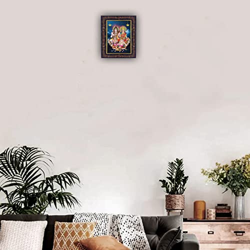 Image of Hawai Shiv Parivar Photo Frame, Size- 8.5x7inch | Engineered Wood Wall Hanging Home Decor Religious Frame | SFDI281BLKFRM