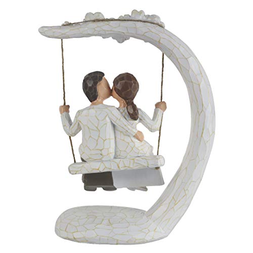 Jsys Hand Painted Lover Romantic Sculptures Figurines, Kissing Statues Anniversary Newlywed Valentine Gifts,9"X8" #TOP1