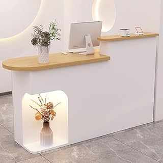 Lockable Reception Desk with Gray Finish, 80cm Front Counter for Salon or Office, Modern Reception Table with Drawers, Stylish & Functional Workspace Solution