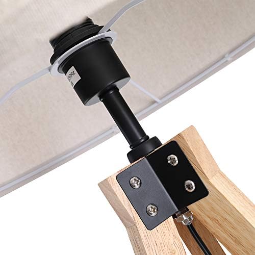 HOMCOM 5FT Elegant Wood Tripod Floor Lamp Free Standing E27 Bulb Lamp Versatile Use for Home Office - Beige