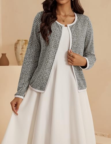 Image of VOIANLIMO Women's Checkered Cardigan Casual Long Sleeve Lightweight Open Front Cardigans Sweaters for Women