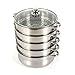 3-Lagen 28cm Steamer Dampfkocher Langlebig Dampf Kochtopf Dampfgarer Suppentopf Edelstahl Dampftopf Dampfkochtopf Mit Glasdeckel für Zuhause Kochgeschirr (26cm 5-Lagen)