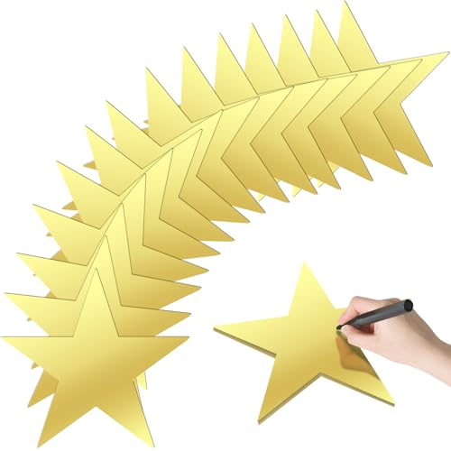 EnioyView 36 PCS 11 Inch Gold Star Cutouts, Double Printed Paper Stars