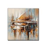 Timor Peintures décoratives100% Peint à la Main des Images d'un Piano Moderne Peinture à l'huile sur Toile Mur Art Peinture Murale pour Salon décoration de la Maison, 90X90Cm