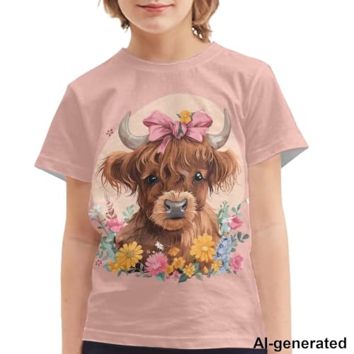 Image of Novelty 3D Graphic T Shirts for Kids Crew Neck Funny Animal Print Short Sleeve Girls Tshirts 3-16 Years
