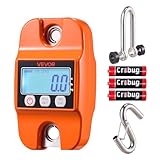 VEVOR Digital Crane Scale,880 lbs/400 kg Max Capacity, Handheld Hanging Scale with Cast Aluminum Case & LCD Display, 0.2 lbs Division & 3 Unit Switch, Auto-Off Setting for Farm Hunting Fishing, Orange