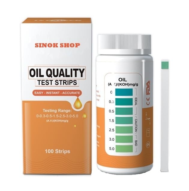 100 Bandelettes de Test Qualité d'Huile de Friture | Contrôle des Acides gras libres (KOH) mg/g | Conformes aux Normes HACCP | Qualité Professionnelles