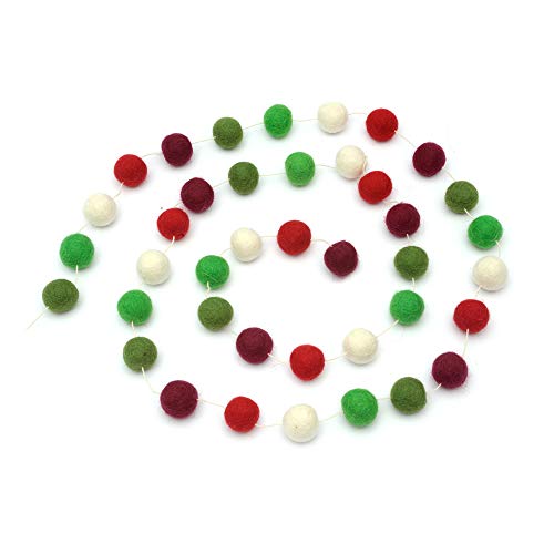 Glaciart - Guirnalda de bolas de fieltro, decoración para Navidad, cumpleaños, bodas, 12 pies con 40 bolas de colores (2 centímetros) Cover