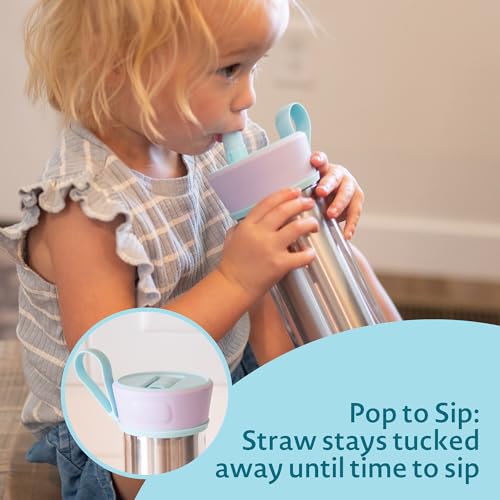 The First Years CoolCore Insulated Kids Water Bottle - New and Improved Leak Proof Spout Design - Double-Walled Insulation with Stainless Steel Interior - Light Blue/Light Purple - 11 Ounces by The First Years - Image 3