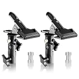 Selens 2 Packs Photography Reflector Clamp Holder Speedlite Hot Shoe Bracket with 1/4'' & 3/8'' Screw Mount with Photo Studio Light Stand, Lighting Umbrella Reflector