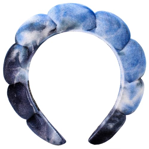 Dolebao Spa Headbands Puffy Makeup Skincare Headbands for Washing Face or Facial, Terry Cloth Fabric Hairbands for Makeup Removal Shower Skin Treatment(Blue&Purple)