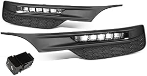 Compatible with Honda Accord 9th Gen Pair of Chrome Housing Clear Lens LED Fog Light + Bezels + Switch