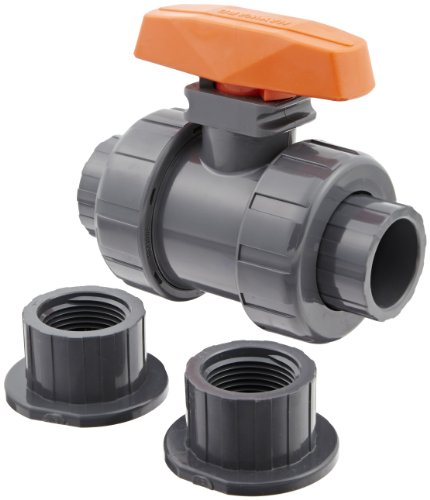 Hayward TB1100ST Series TB True Union Ball Valve, Socket/Threaded End, PVC with FPM Seals, 1" Size