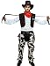 Men's Deluxe Cowboy Adult Costume Set for Halloween 7 Piece Includes Vest, Chaps, Belt, Leather Hat, Neckechief, Leather Whip and Star Badge