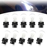 pinflaw Pack-10 Automotive 3157 Brake Light, 12V 21/5W Dual Contact Double-filament Shockproof Halogen Bulb, Plug-in Standard Interface Quartz Glass Bulb, Universal for Cars Bulb Replacement (White)