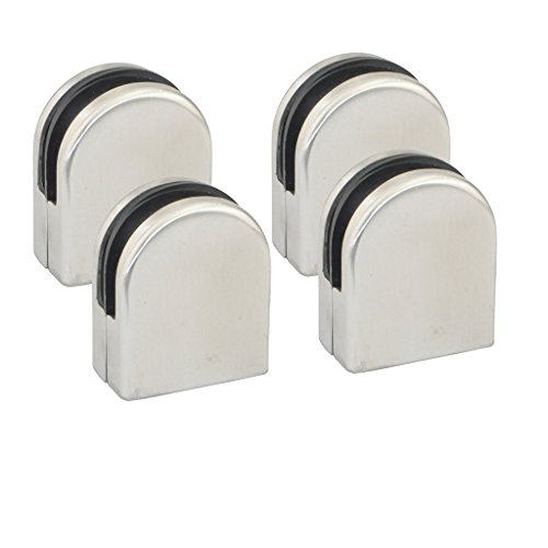 iKKEGOL Pack of 4 Stainless Steel Round 304 Glass Clip Clamp Bracket Holder Flat Surface for Window Balustrade 6-8mm