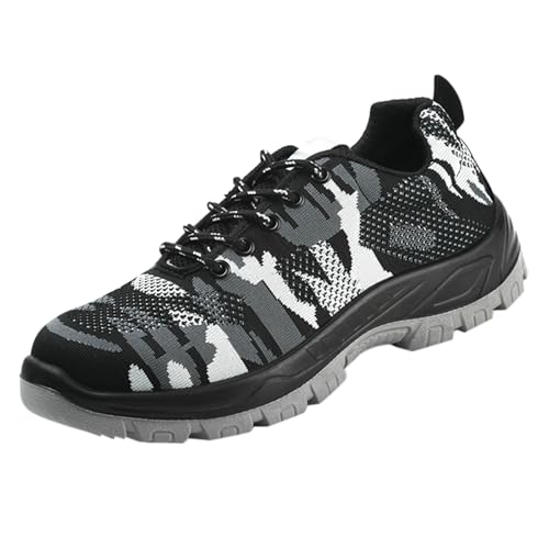 Arbeitsschuhe Herren Leicht, Sneakers Herren Camouflage Sportlich Sicherheitsschuhe Trekking Turnschuhe Unisex Winterschuhe Trekkingschuhe Weichen Sohle Freizeitschuhe Atmungsaktiv Schutzschuhe