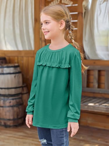 Image of Haloumoning Girls Crew Neck T Shirts Peplum Babydoll Tops Tees 4-15 Years | Girls T-Shirts, Casual Loose Tunic Tops, Cute Ruffle T Shirts, Short Sleeve Shirts, Long Sleeve Blouse