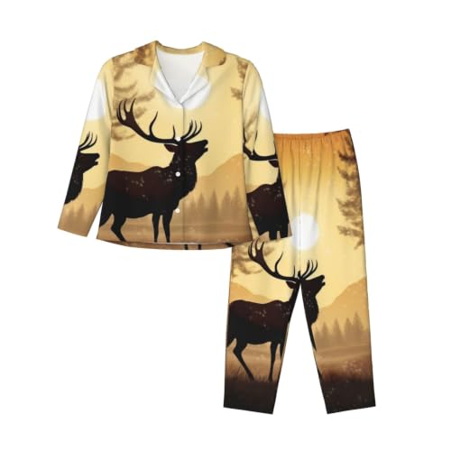 Pyjama élan femme à manches longues, le cadeau idéal en ensemble boutonné noir