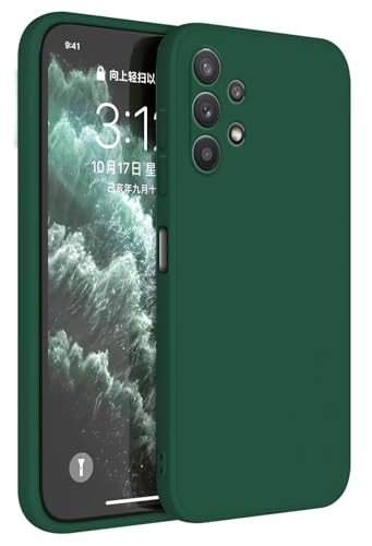 Topme Cover per Samsung Galaxy A32 4G (6.4' Inches) Custodia Case, Protezione Della Pelle Della Custodia in Silicone Tpu - Verde scuro