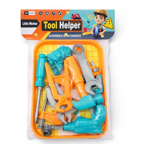 Image of SHAKTISM Tool Helper Kids Pretend Play Tool Set for Boys & Girls (3+ Years) | Multi-Function Engineer Toy Kit with Drill, Wrench, Screwdriver & Accessories | Construction Role Play Gift Pack