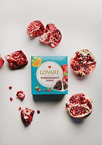 Lovare Pomegranate Shake Black Tea Berries & Flower Petals & Pomegranate Flavor 15 Tea Pyramids #TOP2