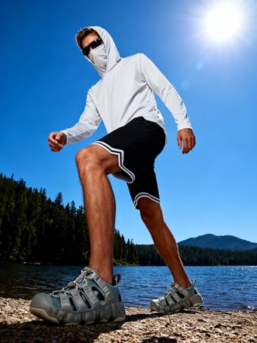 Image of 5 Pack Men's UPF 50+ Sun Protection Hoodie Shirts Long Sleeve Shirts Quick Dry Lightweight for Running Workout Hiking Fishing