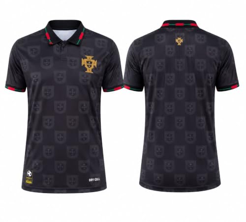 Image of Men's Black Polo Football Jersey | Quick Dry Polyester Sports Polo T-Shirt | Collared Half Sleeve Athletic Training Tee for Football, Gym, Running, Workout, Cricket & Casual