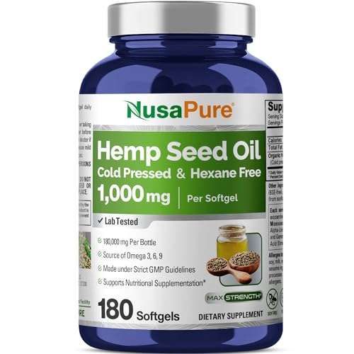 NusaPure Hemp Seed Oil 1000mg - 180 Softgel per Bottle