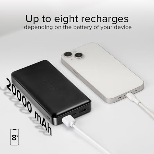 SBS PowerBank 20K SLIM, 20000mAh, Power Bank z Szybkim Ładowaniem, Intelligent Charge (IC), LED ładowania, 1 USB-C, 2 USB-A, Przenośna Ładowarka Podróżna, Kompaktowy Design, Czarny