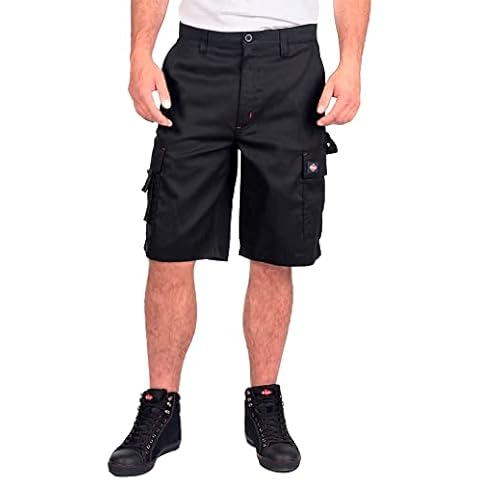 Lee Cooper Classic Multi Pocket Cargo Heavy Duty Easy Care Workwear Shorts, Black, 40W Cover