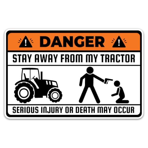 Stay Away from My Tractor Sticker Funny Farmer Warning Vinyl Decal Waterproof 5 Inch Tractor Humor Sticker for Truck Toolbox Laptop Farm Equipment Gift