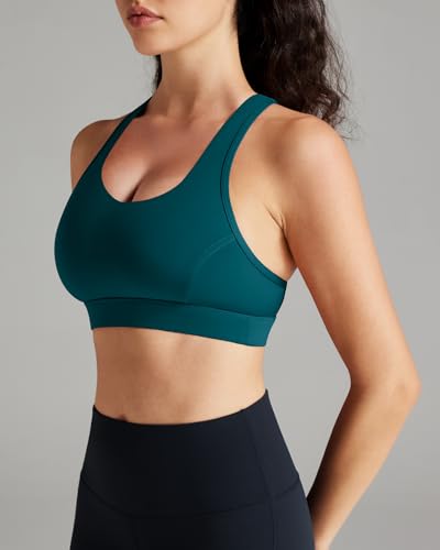 Image of QUEENIEKE BareFlow Women's Sports Bras with Phone Pocket Medium Impact Padded Racerback Workout Gym Crop Top Running Yoga Bra