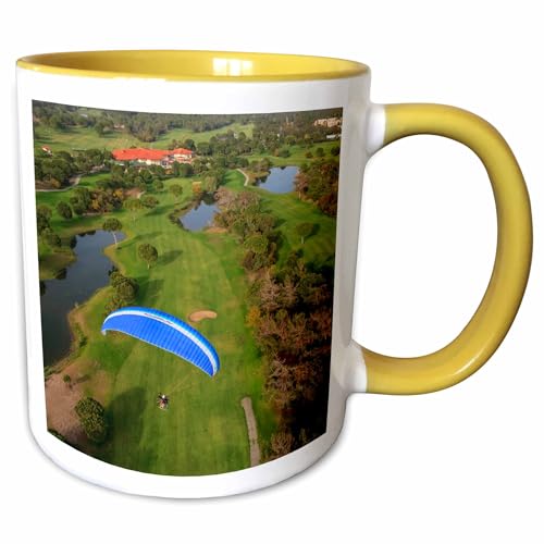 3dRose Paramotor Over Golf Course Mug 15oz Two-Tone Yellow