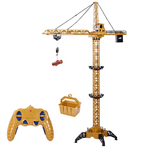 Fistone 6 Channel RC Tower Crane, 50.4 inches 680 Degree Rotation Lift Model 2.4GHz Remote Control Construction Crane Toy with Tower Light and Simulation Sound for Kids