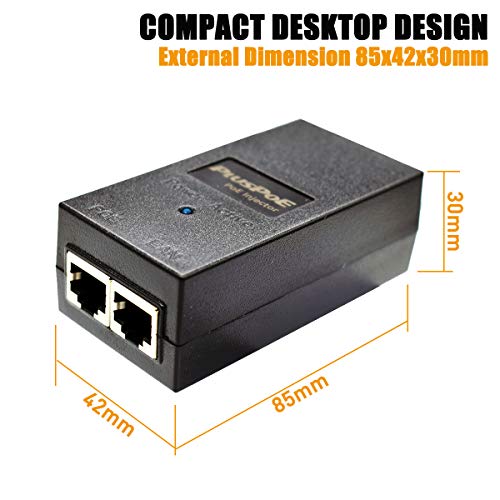PoE Injector, 48V Power Over Ethernet Adapter, 10/100Mbps IEEE802.3af/at Compliant for Most Polycom/Aastra/Ubiquiti/Amcrest/Realink IP Camera and Phones - Thumbnail 5
