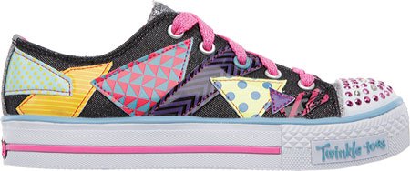 Skechers Girls' Twinkle Toes Shuffles Geo Bliss,Black/Multi,US 3 M2