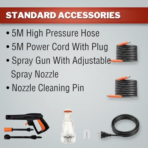 Image of Sulfar Car Washer High Pressure Pump - 1400W|Pressure-105 Bar, Max Flow-390 l /h, Working Radius +9m, Spray Jet Gun w Ext. Rod, Hose Pipe; Portable for Cleaning /Washing Car (White)